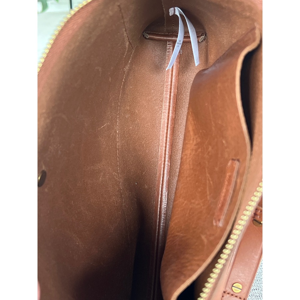 Madewell Transport Crossbody Bag English Saddle Brown Leather Zip Top - Picture 4 of 6